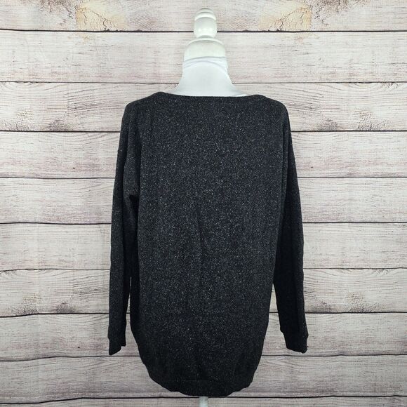 Graham & Spencer Wool Silk Blend Pullover Small Oversized Zipper Black White - Picture 4 of 8